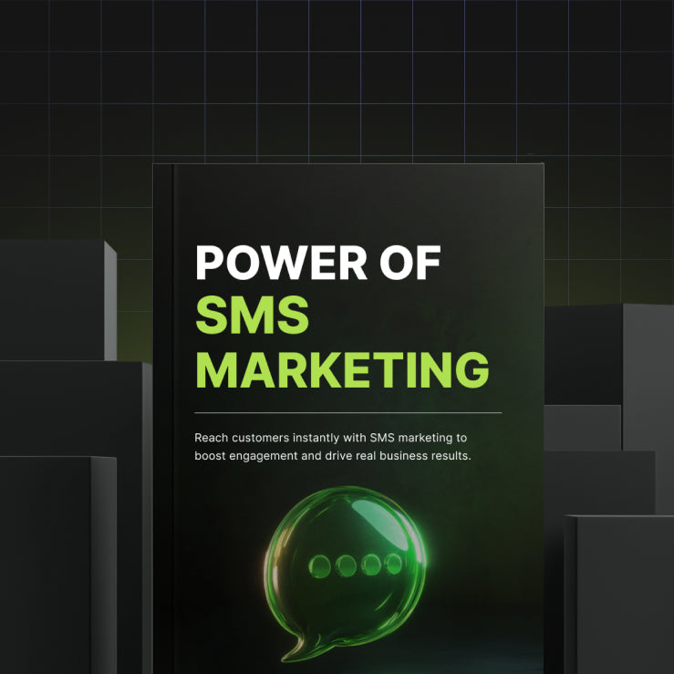 Cover of Power of SMS Marketing - Bundle digital course displaying a dark modern design with green chat bubble icon symbolizing SMS marketing and business growth toolkit.