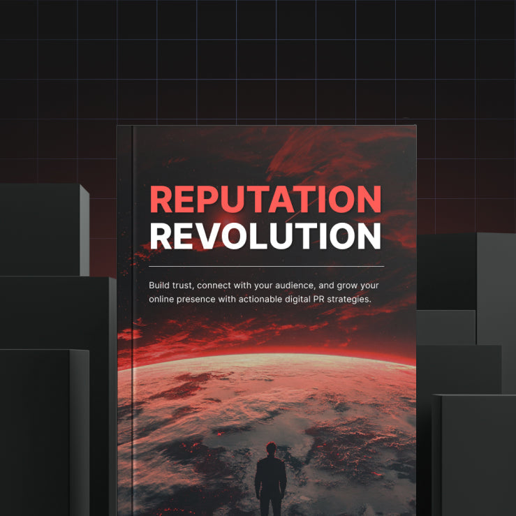 Reputation Revolution - Bundle digital course cover showing a futuristic design with a person overlooking a glowing Earth, symbolizing business growth and online presence strategies.